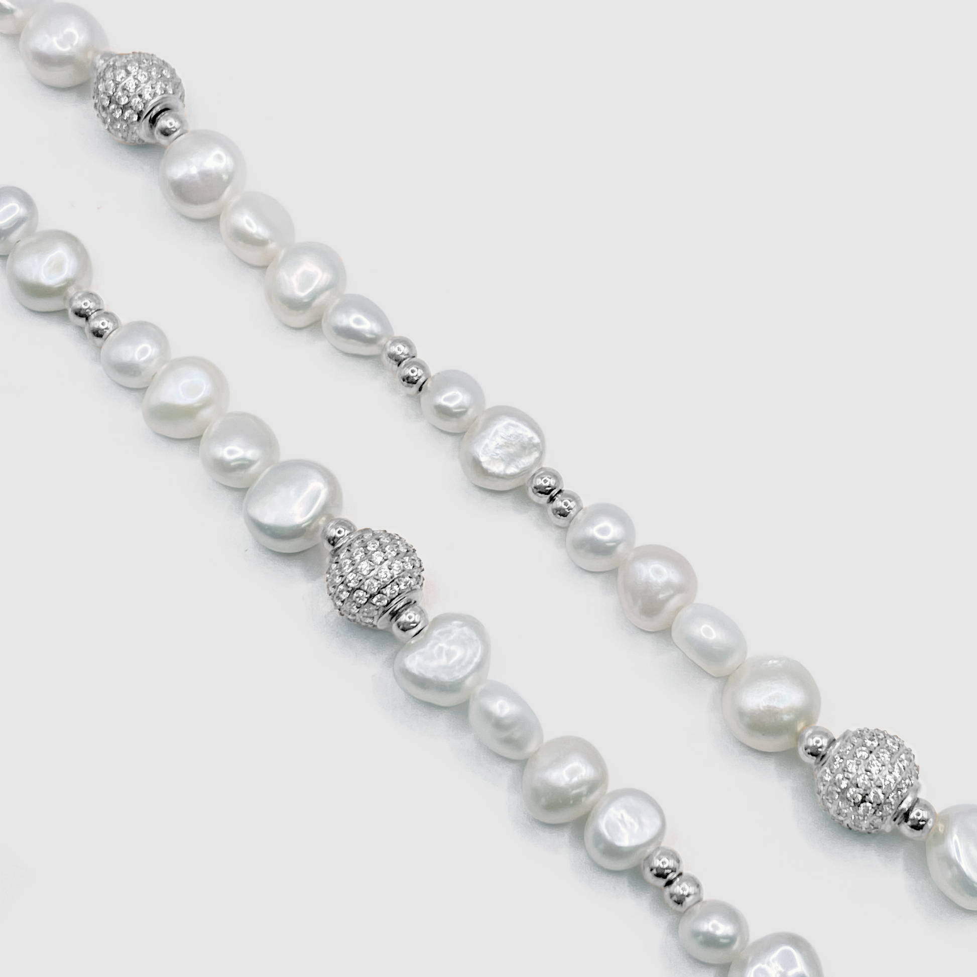 Iced Beaded Real Pearl Necklace (Silver) MIXX CHAINS